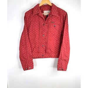VTG 90s Ralph Lauren Glen Canyon Floral Trucker Jacket L Red Canvas Cottage Boho